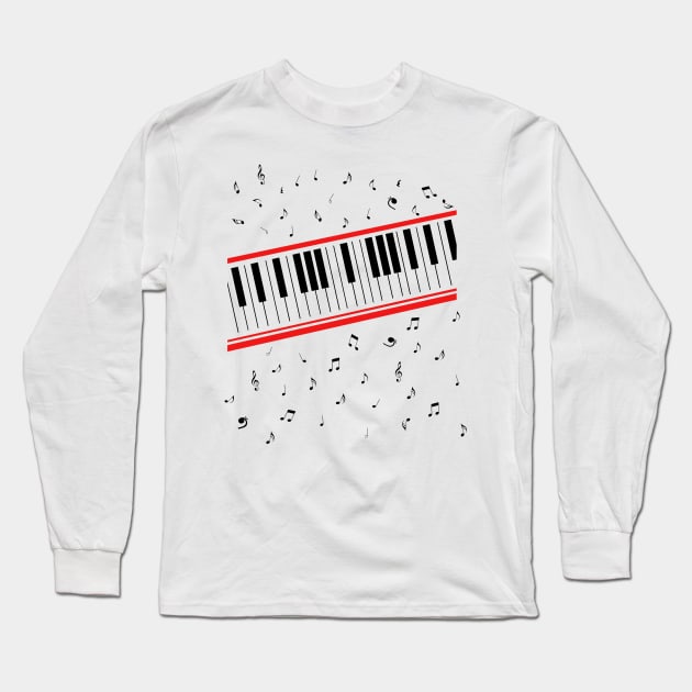 Michael 80s Beat It Piano // Keyboard Design Long Sleeve T-Shirt by darklordpug